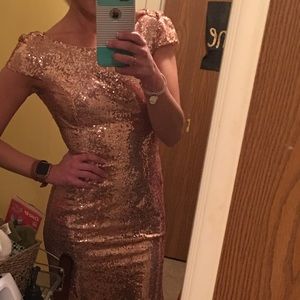 Never worn, size 2, Rose gold bridesmaids dress!